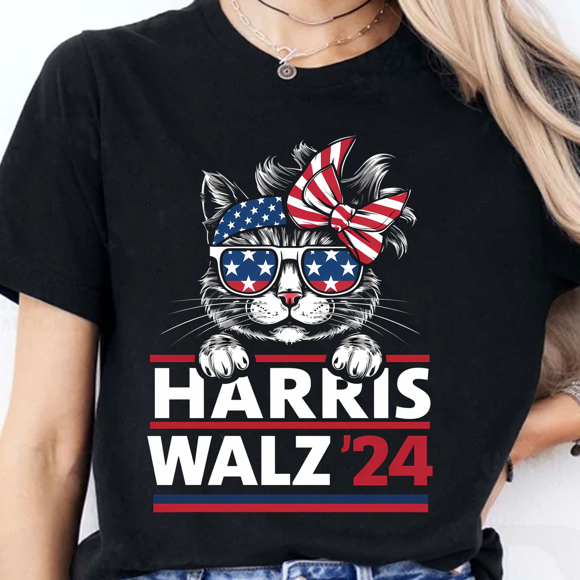 Cat Harris Walz 2024 Shirt | Kamala Harris 2024 Shirt | Democrat Shirt Dark T1402 - KH2