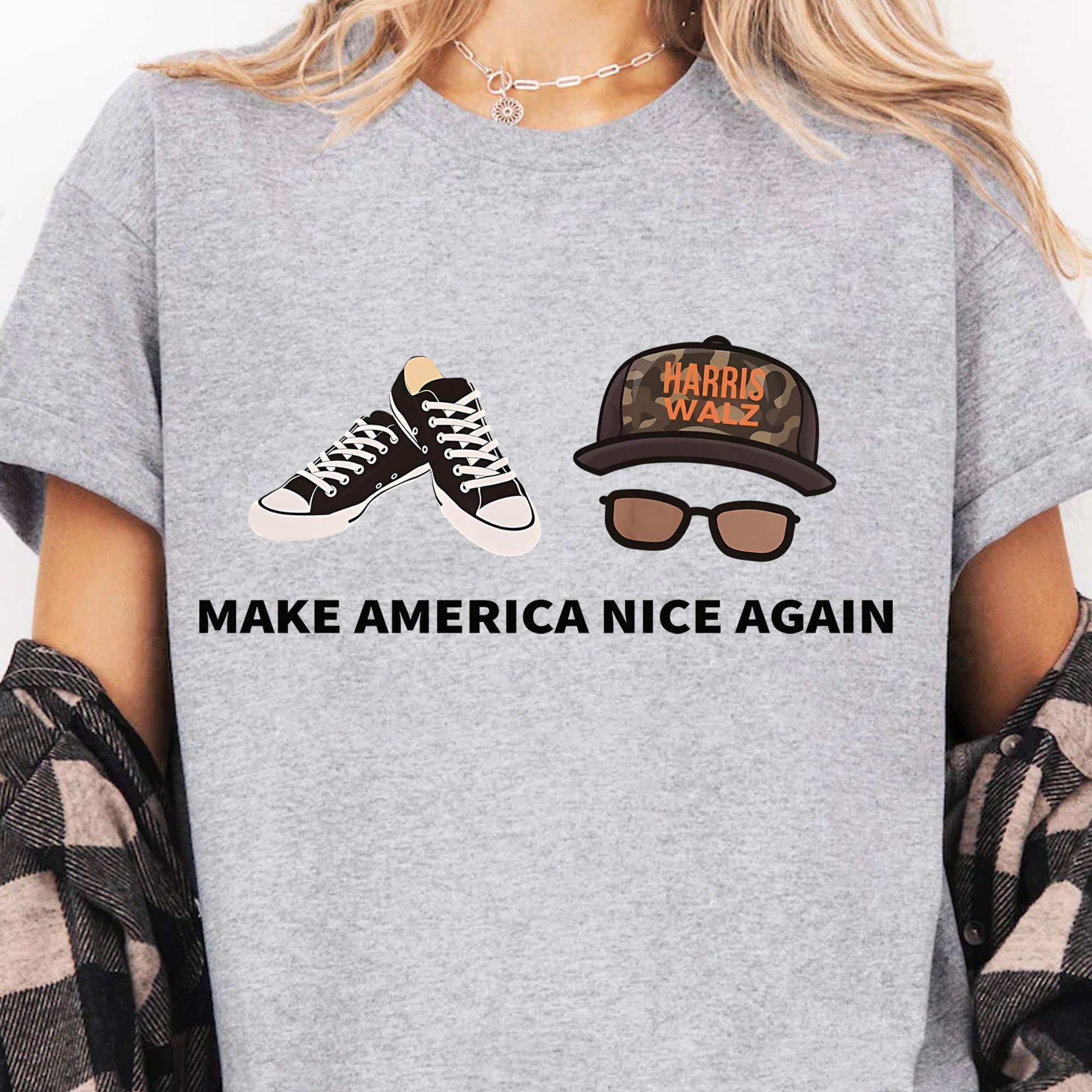 Make America Nice Again Harris Walz Shirt | Kamala Harris 2024 Shirt | Democrat Shirt Bright T1406 - KH2