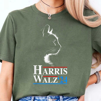 Harris Walz 2024 Cat Shirt | Cat Funny VP Vice President Election | Kamala Harris 2024 Shirt | Democrat Shirt Dark T1408 - KH2