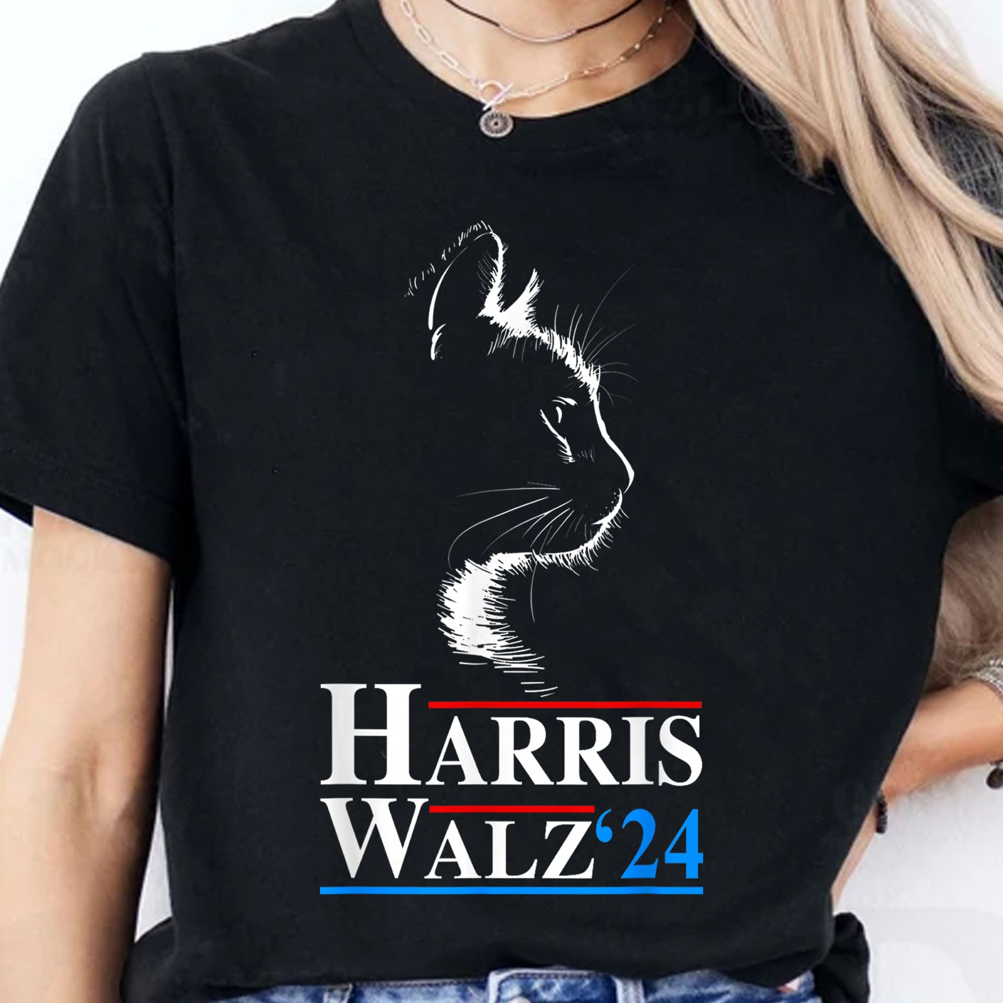 Harris Walz 2024 Cat Shirt | Cat Funny VP Vice President Election | Kamala Harris 2024 Shirt | Democrat Shirt Dark T1408 - KH2