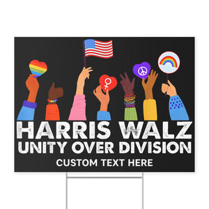 Harris Walz Unity Over Division Yard Sign | Kamala Harris 2024 Yard Sign | Democrat Yard Sign T1409 - KH2