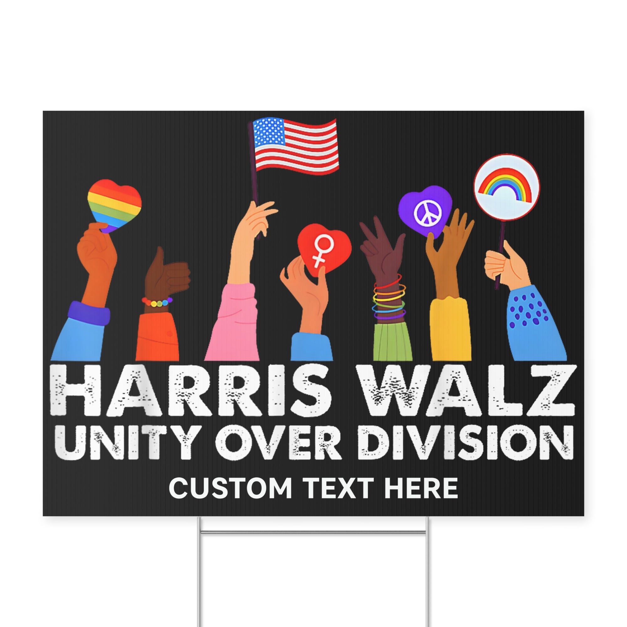 Harris Walz Unity Over Division Yard Sign | Kamala Harris 2024 Yard Sign | Democrat Yard Sign T1409 - KH2