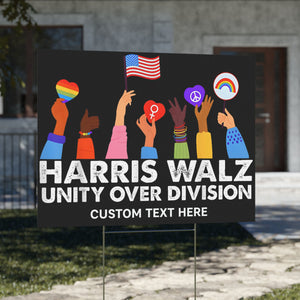 Harris Walz Unity Over Division Yard Sign | Kamala Harris 2024 Yard Sign | Democrat Yard Sign T1409 - KH2