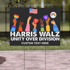 Harris Walz Unity Over Division Yard Sign | Kamala Harris 2024 Yard Sign | Democrat Yard Sign T1409 - KH2