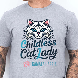 Childless Cat Lady For Kamala Shirt | Kamala Harris 2024 Shirt | Democrat Shirt Bright T1415 - KH2