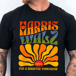 Harris Walz 2024 For A Brighter Tomorrow Boho Aesthetic | Kamala Harris 2024 Shirt | Democrat Shirt Dark T1419 - KH2