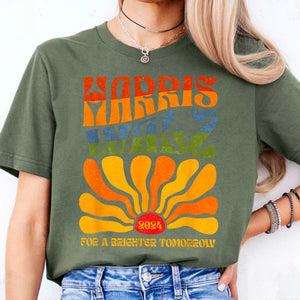 Harris Walz 2024 For A Brighter Tomorrow Boho Aesthetic | Kamala Harris 2024 Shirt | Democrat Shirt Dark T1419 - KH2