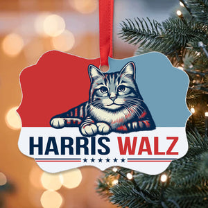 Harris Walz 2024 Cat Obviously Aluminum Ornament, Democrat Kamala Harris 2024 Christmas Ornament C1420 - KH2