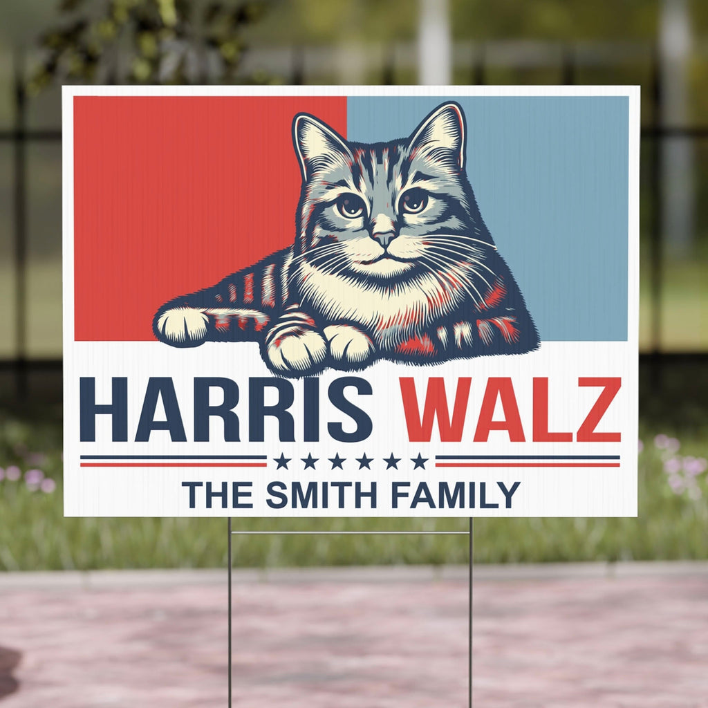 Harris Walz 2024 Hof-Schild Doppelseitig – 40,6x61 Cm Aus Wetterfestem Kunststoff Mit Metallpfahl