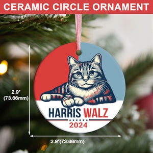 Harris Walz 2024 Cat Obviously Ornament | Kamala Harris 2024 Ornament | Democrat Christmas Ceramic Ornament C1420 - KH2