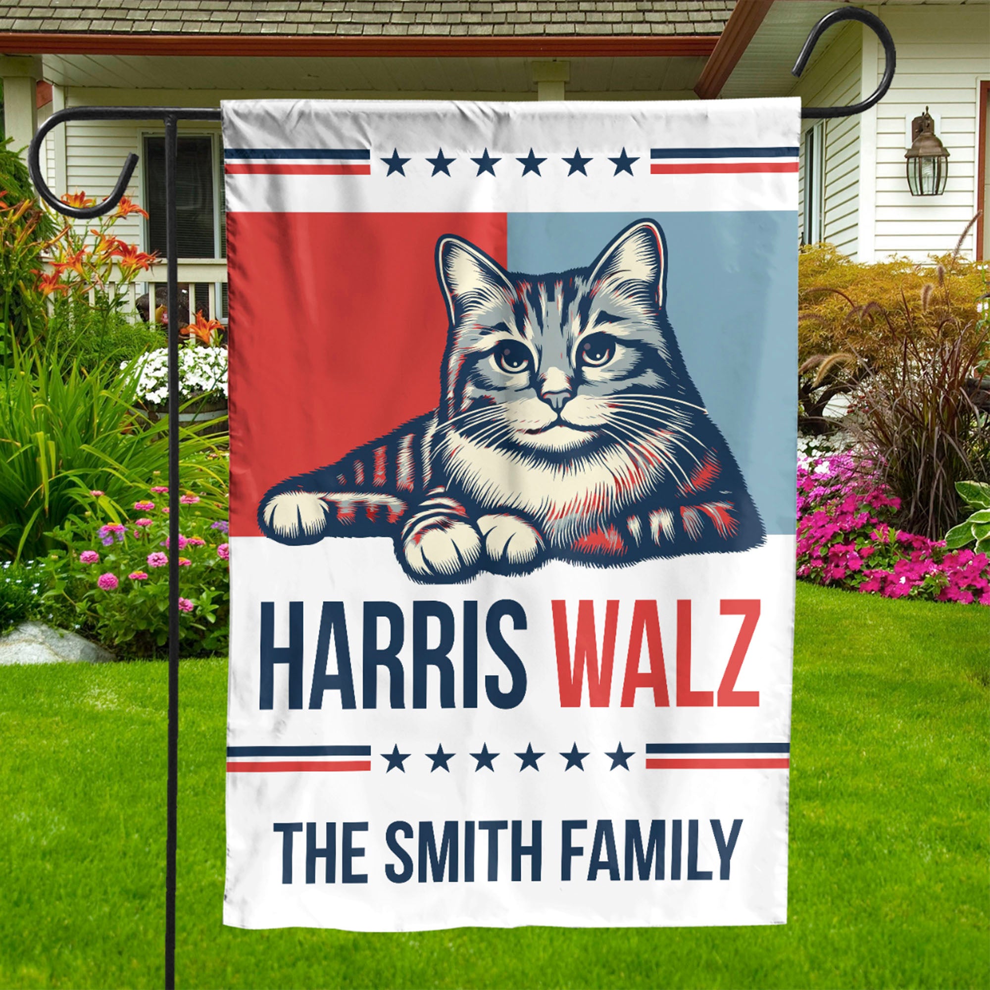 Harris Walz 2024 Cat Obviously Flag | Kamala Harris 2024 Flag | Democrat Garden Flag House Flag C1420 - KH2