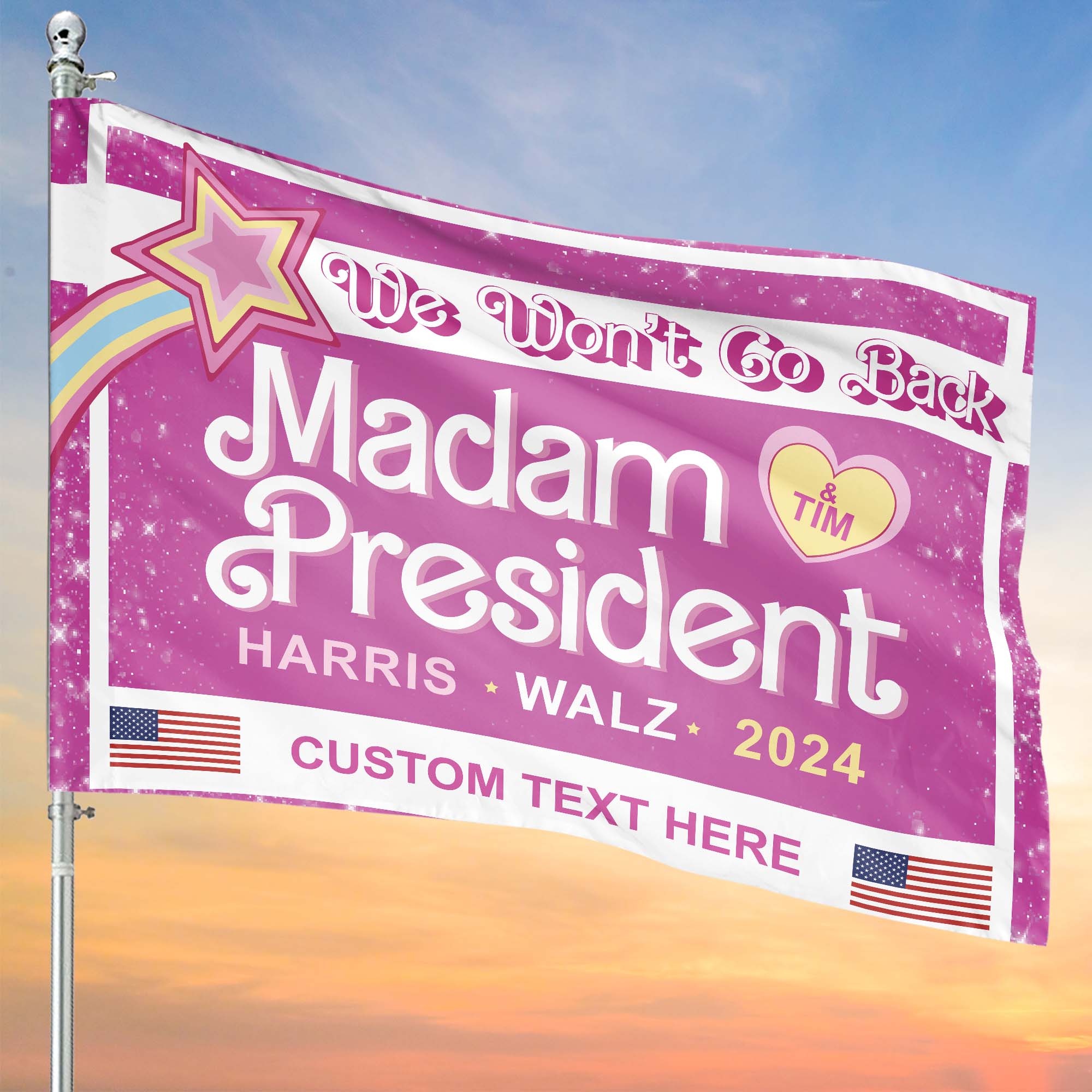 Madam President We Won't Go Back Flag | Kamala Harris 2024 Flag | Democrat House Flag Garden Flag T1427 - KH2