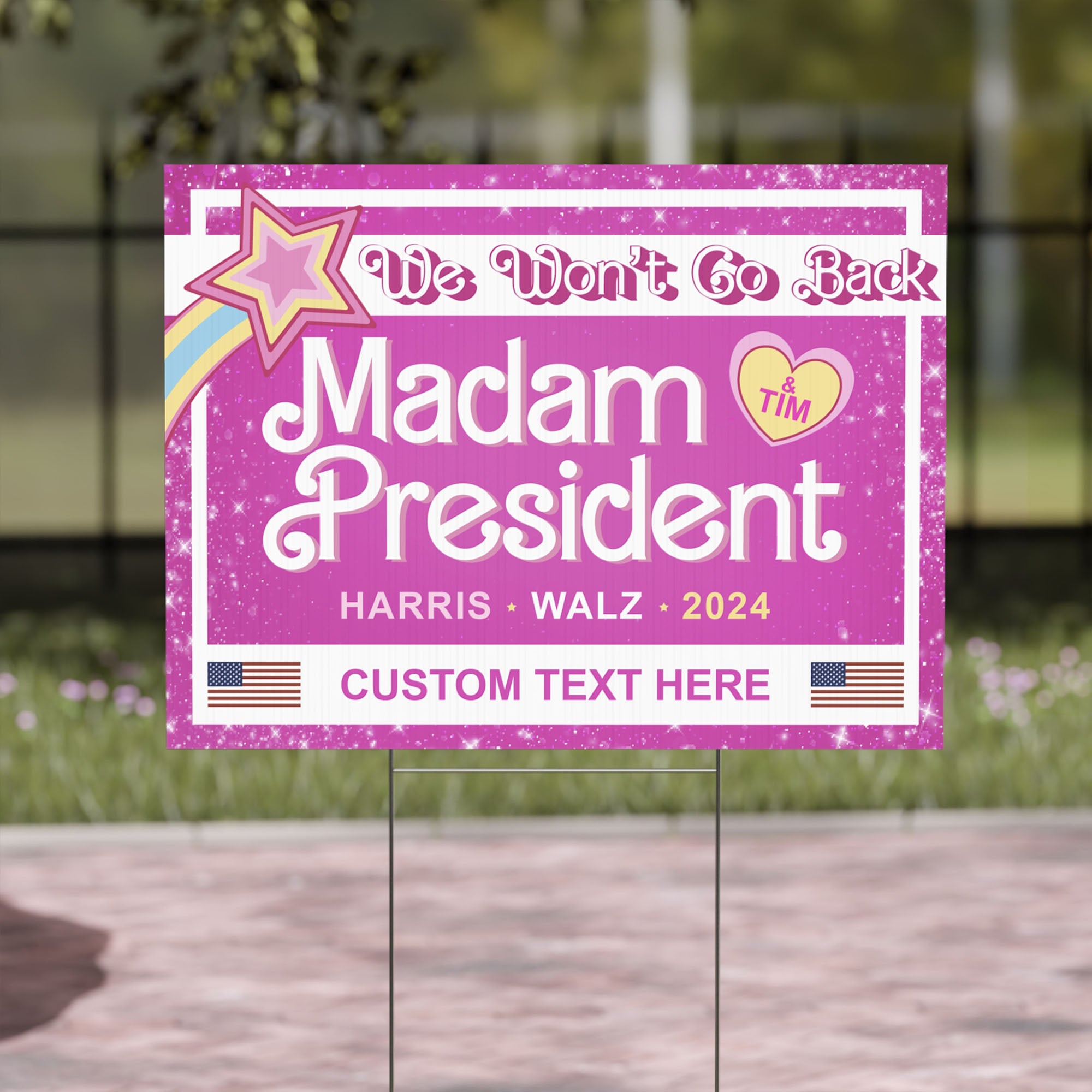 Madam President We Won't Go Back Yard Sign | Kamala Harris 2024 Yard Sign | Democrat Yard Sign T1427 - KH2