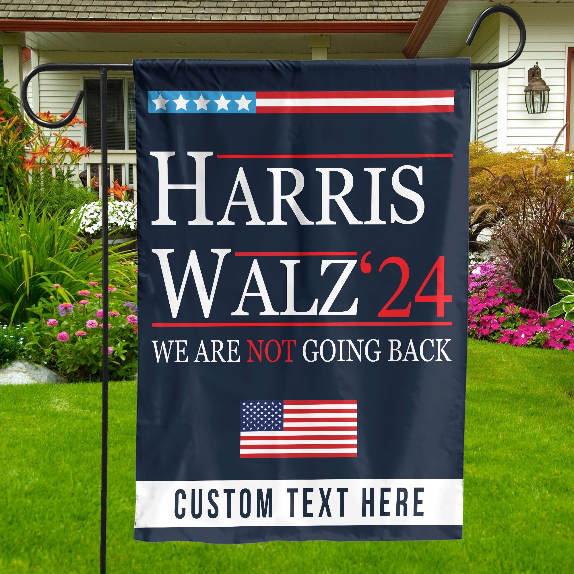 Harris Walz We Are Not Going Back Flag | Kamala Harris 2024 Flag | Democrat Garden Flag House Flag T1429 - KH2