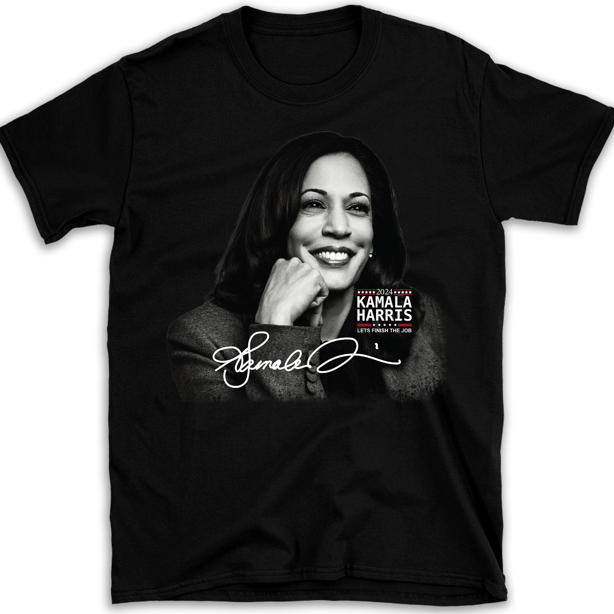 Kamala Harris Let's Finish The Job Signature Shirt | Kamala Harris 2024 Shirt | Democrat Shirt Dark T1435 - KH2