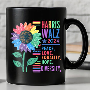 Harris Walz Peace Love 2024 Mug | Kamala Harris 2024 Black Mug | Democrat Mug T1438 - KH2