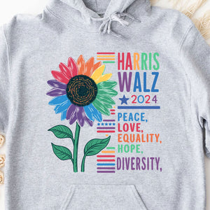 Harris Walz Peace Love Shirt | Kamala Harris 2024 Shirt | Democrat Shirt Bright T1438 - KH2