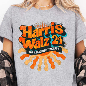 Harris Walz Retro For A Brighter Tomorrow Shirt | Kamala Harris 2024 Shirt | Democrat Shirt Bright T1439 - KH2