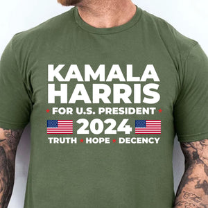 Kamala Harris Truth Hope Decency Shirt | Kamala Harris 2024 Shirt | Democrat Shirt Dark T1447 - KH2