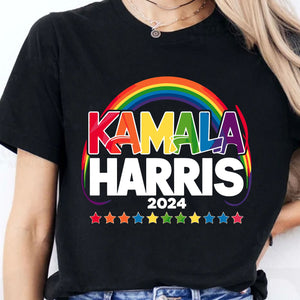 Rainbow Kamala Harris Shirt | Kamala Harris 2024 Shirt | Democrat Shirt Dark T1450 - KH2