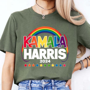 Rainbow Kamala Harris Shirt | Kamala Harris 2024 Shirt | Democrat Shirt Dark T1450 - KH2