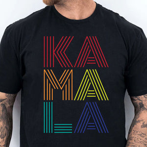 Rainbow Lines Kamala Shirt | Kamala Harris 2024 Shirt | Democrat Shirt Dark T1452 - KH2