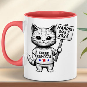 Proud Democat Harris Walz 2024 Mug | Kamala Harris 2024 Mug | Democrat White Mug T1463 - KH2