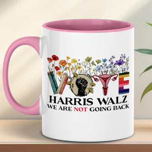 Floral Vote Harris Walz We Are Not Going Back Mug | Kamala Harris 2024 Mug | Democrat White Mug T1466 - KH2