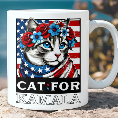 Cats For Kamala Mug | Kamala Harris 2024 President Mug | Democrat White Mug T1478 - KH2
