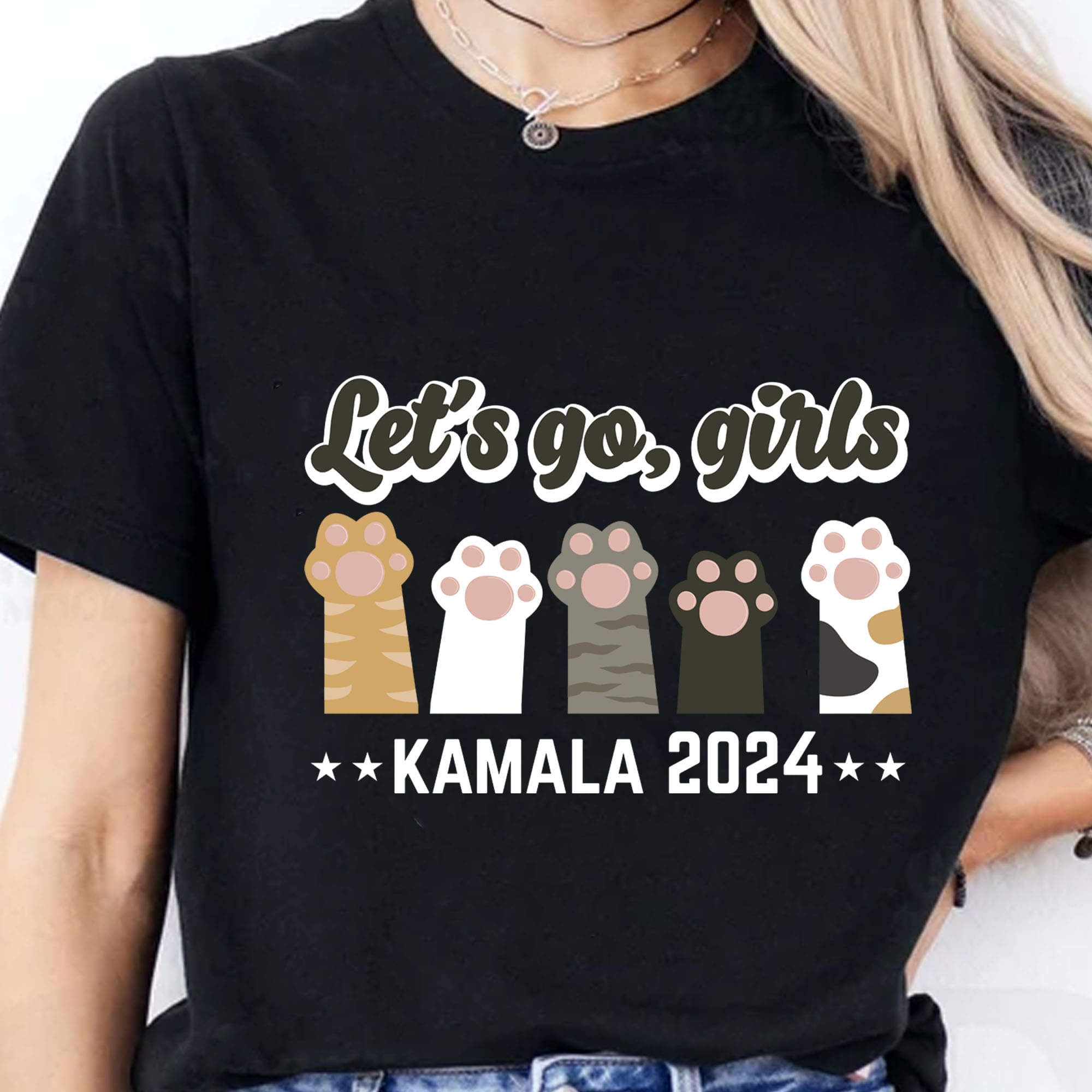 Let's Go Girls Childless Cat Lady Shirt | Democrat Shirt | Kamala Harris 2024 Shirt Dark T1479 - KH2