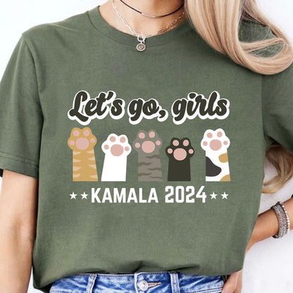 Let's Go Girls Childless Cat Lady Shirt | Democrat Shirt | Kamala Harris 2024 Shirt Dark T1479 - KH2