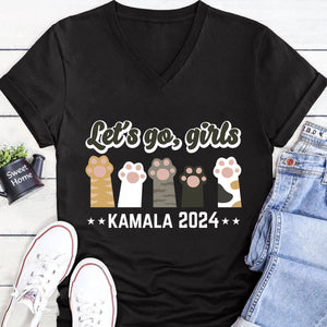 Let's Go Girls Childless Cat Lady Shirt | Democrat Shirt | Kamala Harris 2024 Shirt Dark T1479 - KH2