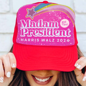 Madam President Cap | Harris Walz 2024 Cap | Kamala Harris 2024 Trucker Cap Hat K1482 - KH2