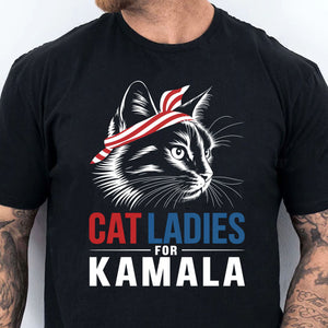 Cat Ladies For Kamala Shirt | Kamala Harris 2024 Shirt | Democrat Shirt Dark K1483 - KH2