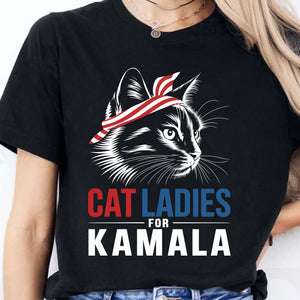 Cat Ladies For Kamala Shirt | Kamala Harris 2024 Shirt | Democrat Shirt Dark K1483 - KH2