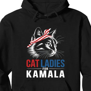 Cat Ladies For Kamala Shirt | Kamala Harris 2024 Shirt | Democrat Shirt Dark K1483 - KH2