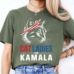 Cat Ladies For Kamala Shirt | Kamala Harris 2024 Shirt | Democrat Shirt Dark K1483 - KH2