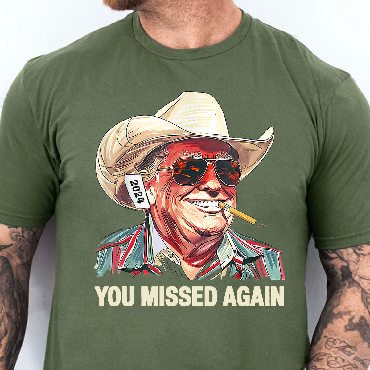 Western Trump Cowboy You Missed Again Shirt | You Missed Shirt | Make America Great Tee | Trump Supporters Shirt Dark T1489 - GOP