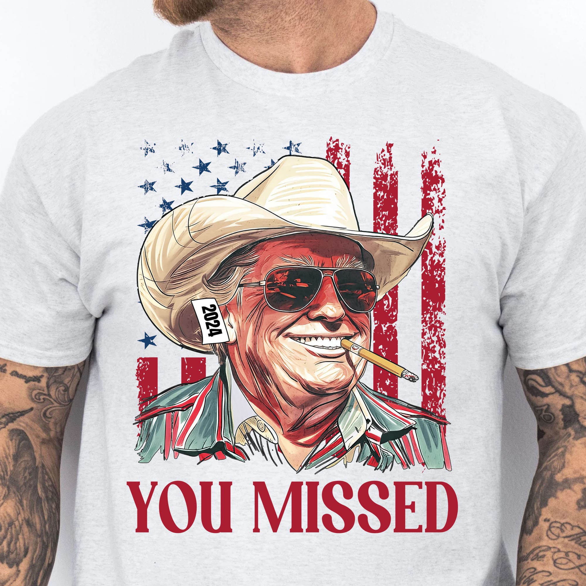 Trump You Missed Shirt | Trump Fight Tee | Trump Cowboy You Missed Shirt | Trump Supporters Shirt Bright C1490 - GOP