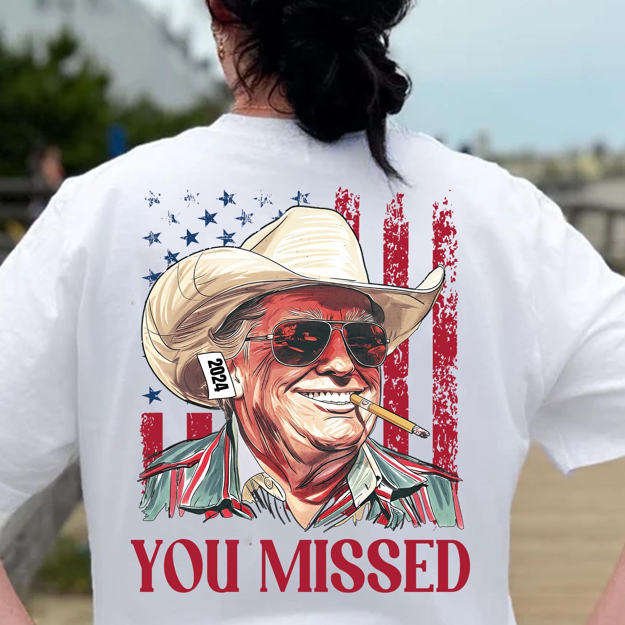 Trump You Missed Shirt | Trump Fight Tee | Trump Cowboy You Missed Shirt | Trump Supporters Backside Shirt Bright C1490 - GOP