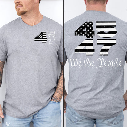 Trump 2024 45 47 Shirts | Funny Trump Tshirts | Republican Nominee Shirts | Republican Political T-shirts | Trump Front & Back Shirt Dark 681497 - GOP
