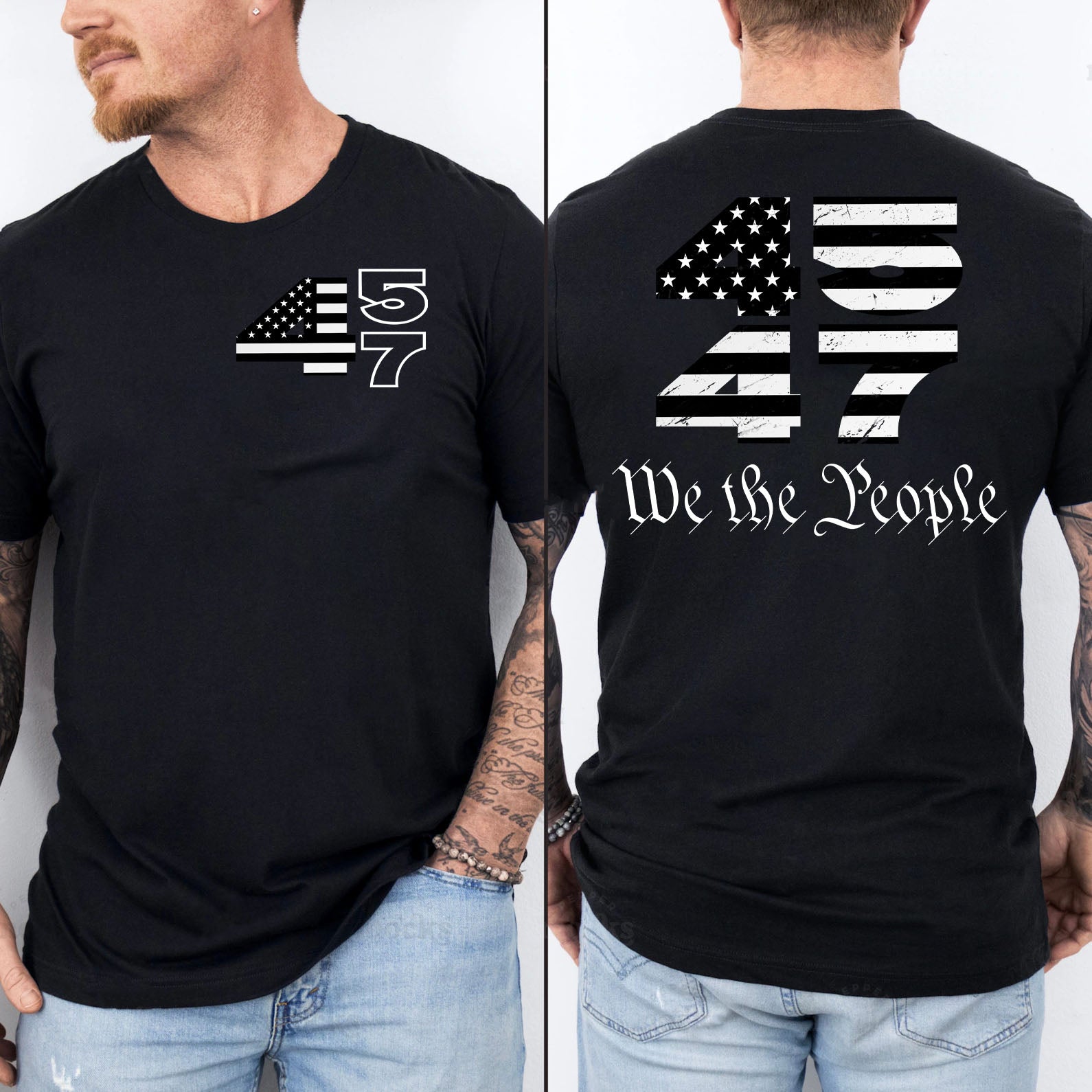 Trump 2024 45 47 Shirts | Funny Trump Tshirts | Republican Nominee Shirts | Republican Political T-shirts | Trump Front & Back Shirt Dark 681497 - GOP