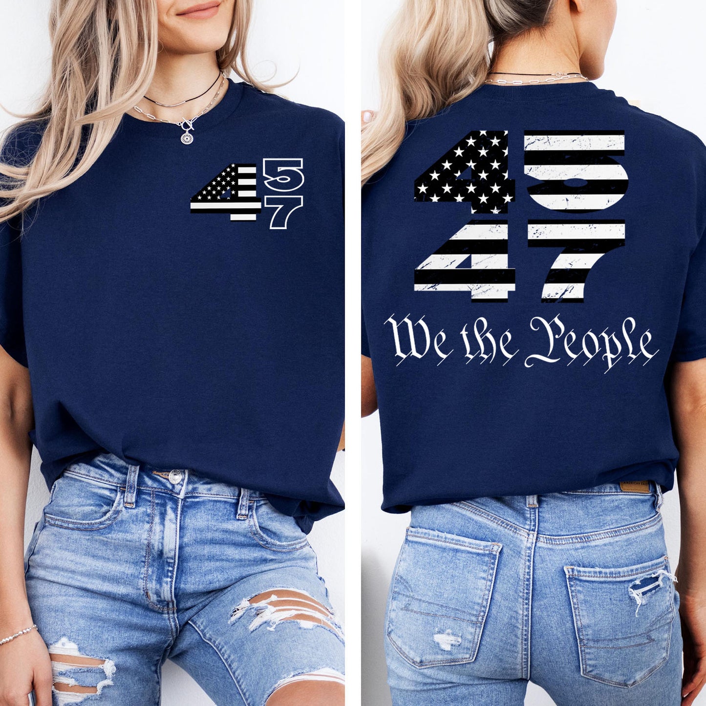 Trump 2024 45 47 Shirts | Funny Trump Tshirts | Republican Nominee Shirts | Republican Political T-shirts | Trump Front & Back Shirt Dark 681497 - GOP