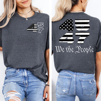 Trump 2024 45 47 Shirts | Funny Trump Tshirts | Republican Nominee Shirts | Republican Political T-shirts | Trump Front & Back Shirt Dark 681497 - GOP