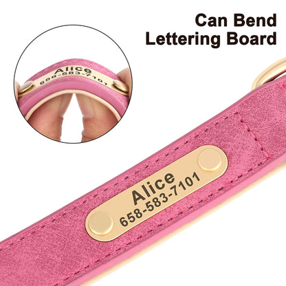 Personalized Dog Collar, Custom Engraved PU Leather Dog Collars, Free Engraving ID Tag Nameplate For Small Medium Large Dogs, Custom Dog Name Collar - C1502
