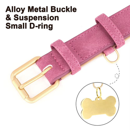 Personalized Dog Collar, Custom Engraved PU Leather Dog Collars, Free Engraving ID Tag Nameplate For Small Medium Large Dogs, Custom Dog Name Collar - C1502