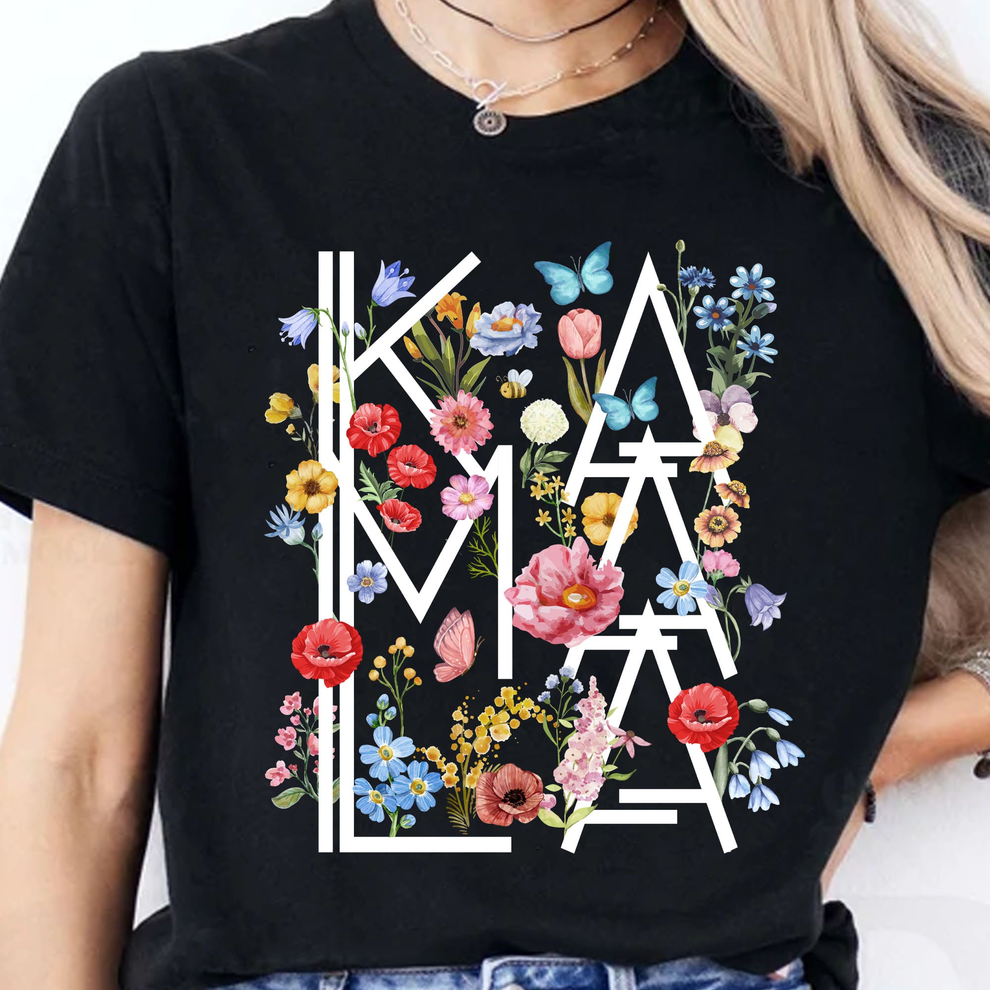 Florals Kamala Shirt | Kamala Harris 2024 Shirt | Democrat Shirt Dark T1512 - KH2