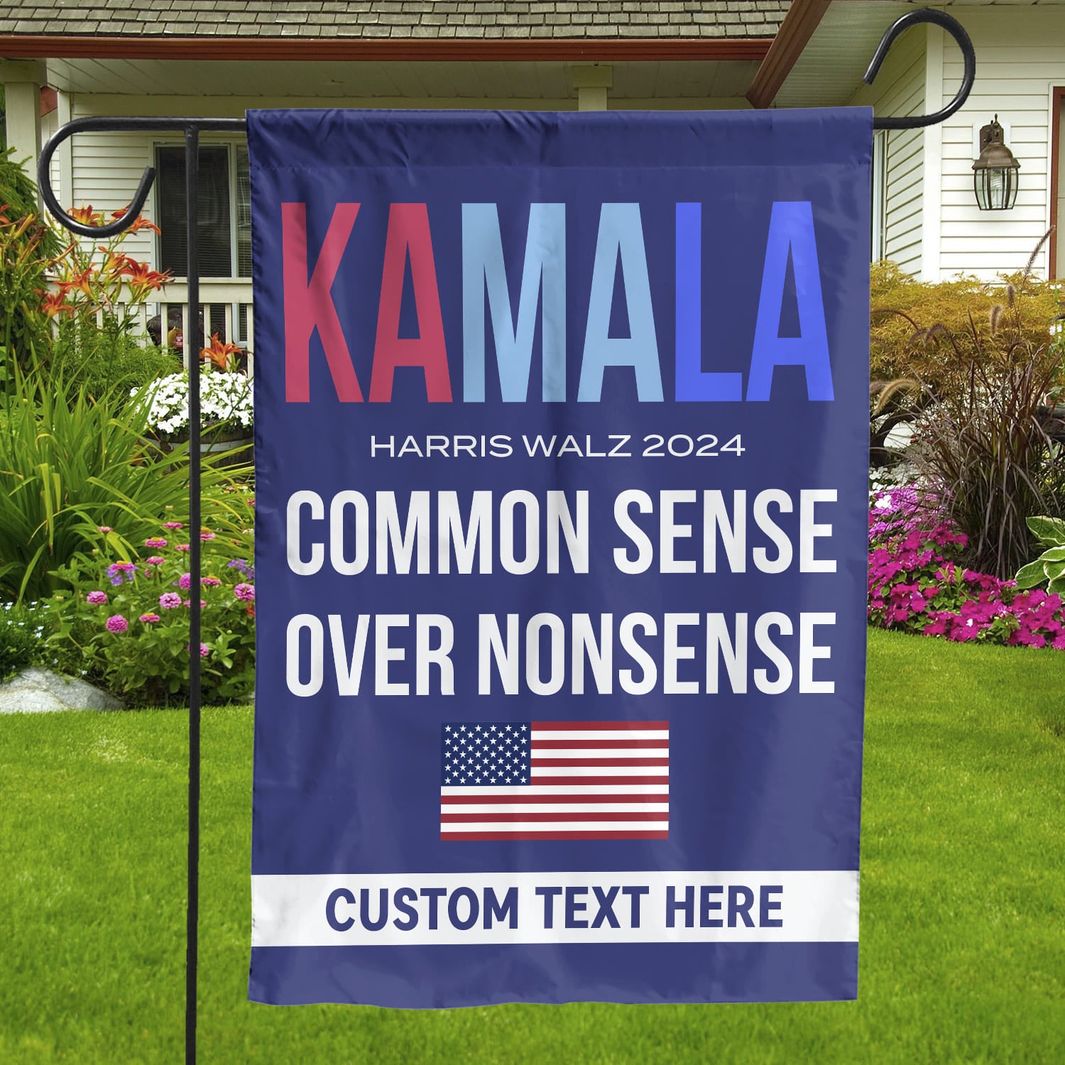 Kamala Common Sense Over Nonsense Flag | Kamala Harris 2024 Flag | Democrat Garden Flag House Flag T1517 - KH2