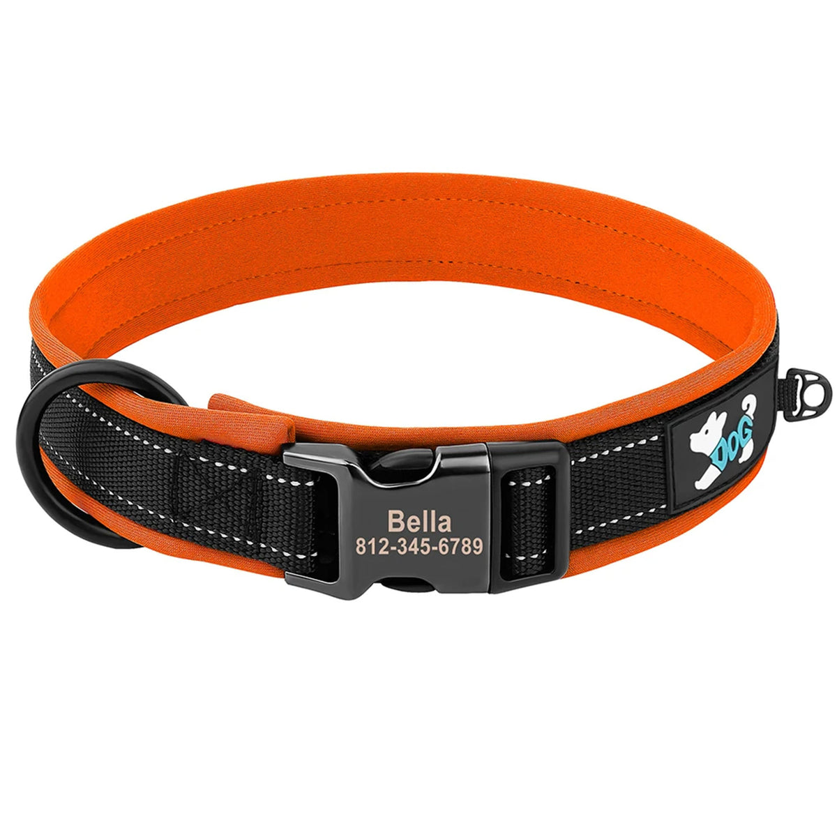 Personalized Dogs Padded Collars Reflective | Custom Name ID Tag Dog Collar | Collar for Pet Small Medium Large Dog - C1532