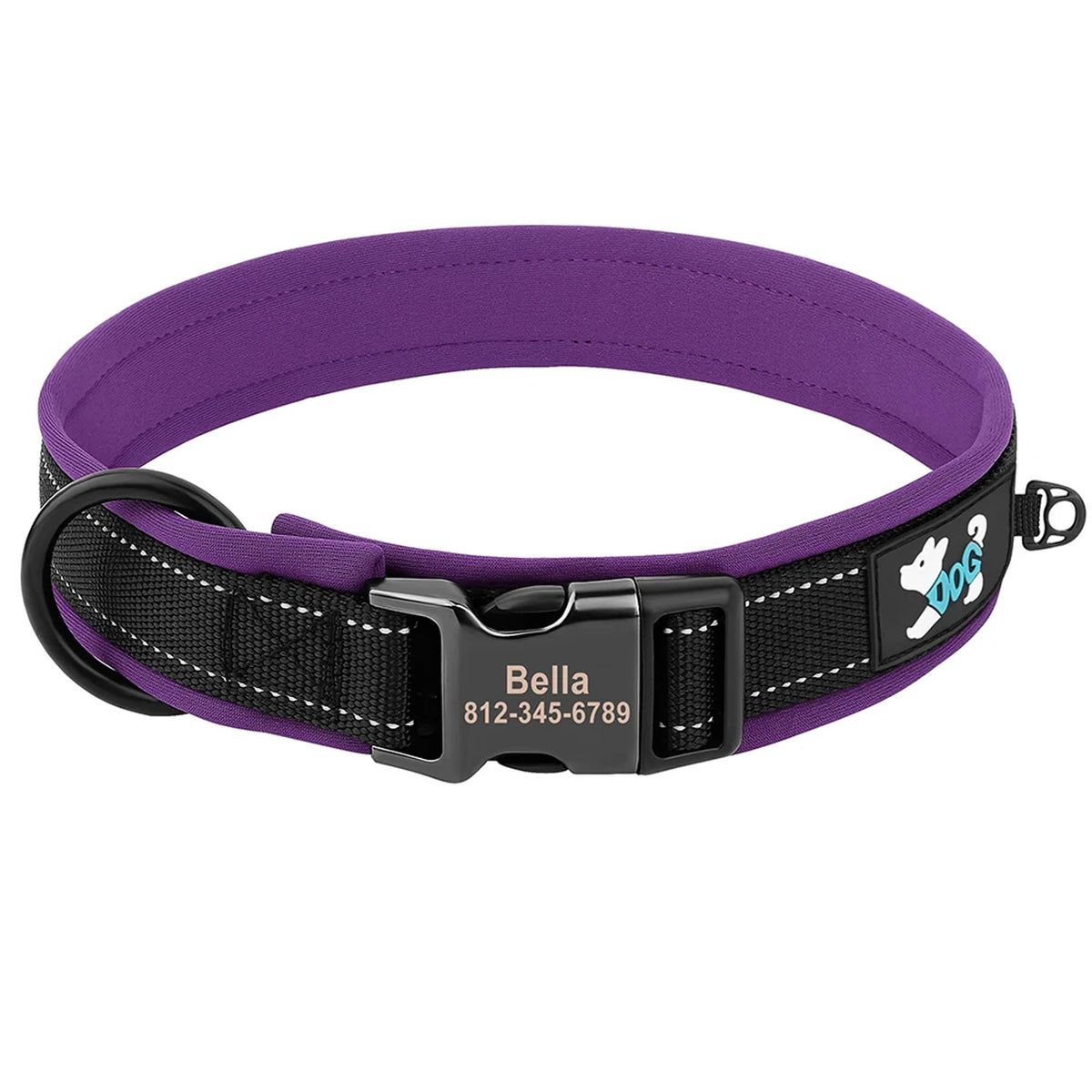 Personalized Dogs Padded Collars Reflective | Custom Name ID Tag Dog Collar | Collar for Pet Small Medium Large Dog - C1532